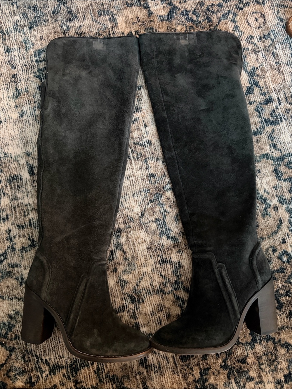 Vince Camuto Melaya Suede Over-the-Knee Block Heel Boots - Charcoal